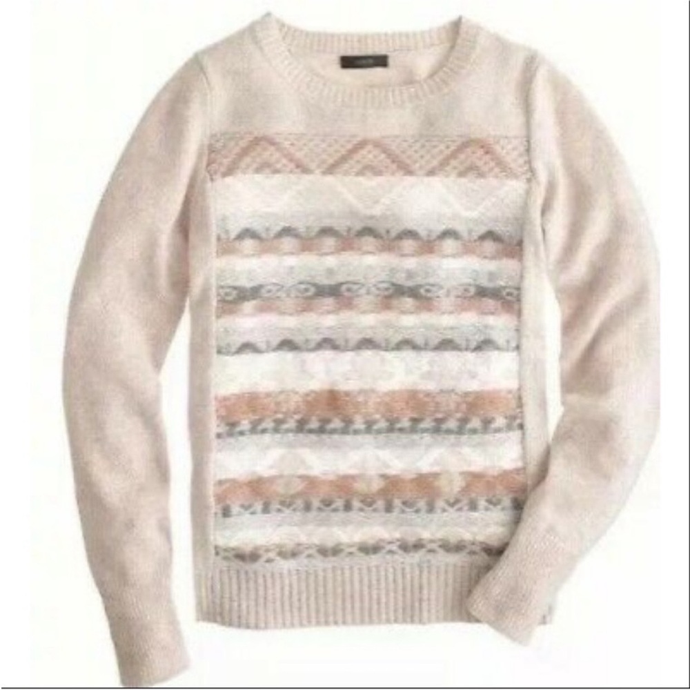 J. Crew 100% Wool Fair Isle Jacquard Stitch Long Sleeve Sweater.